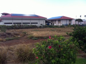 Solar panels on the Kahului fire station, in an effort to reduce electricity costs for the county. File photo by Anne Rillero.