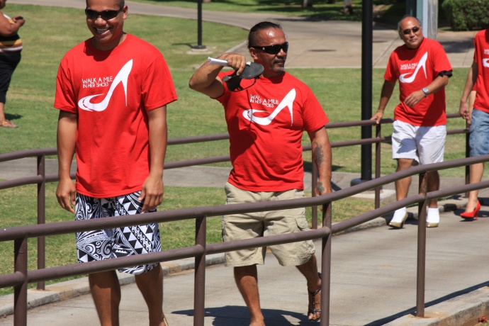 Participants in last year’s “Walk a Mile In Her Shoes” at the UHMC campus. Courtesy photo.