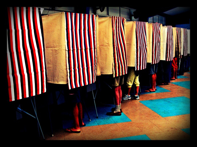 Maui voter booth, file photo by Wendy Osher.