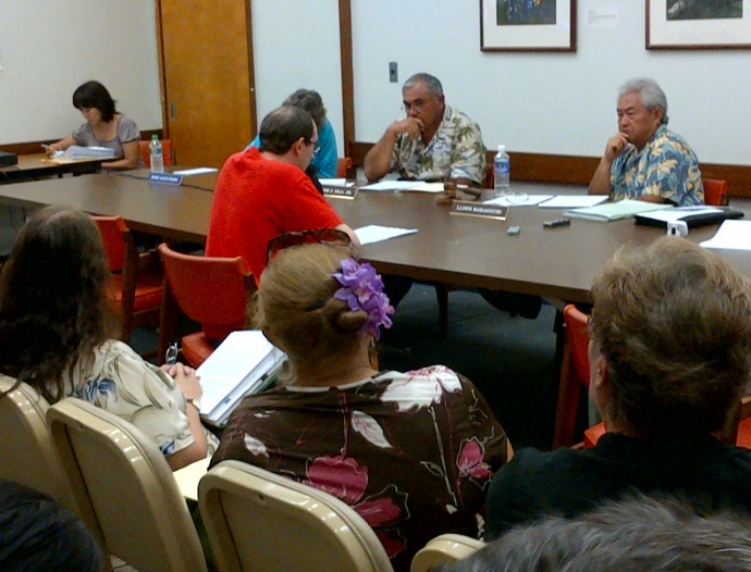 PLDC hearing on O'ahu.  There was also an overflow area set up outside the room with a TV screen for those that were unable to fit in the public hearing room.  Photo courtesy Mahina Martin.