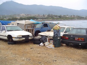 Homeless camp by Kahului Harbor. File photo by Wendy Osher.