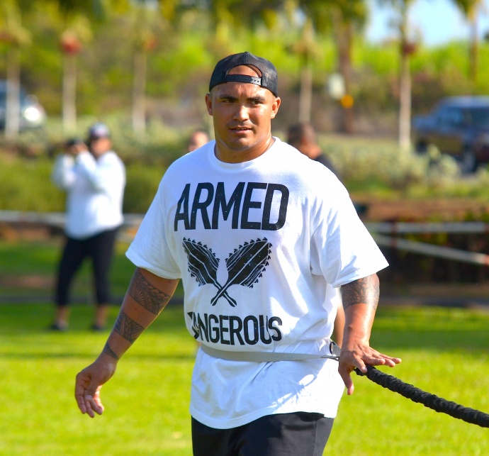 Kaluka Maiava, pictured here during a speed camp last month on Maui, said he is excited about being a Raider and can't wait to get started. File photo by Rodney S. Yap.