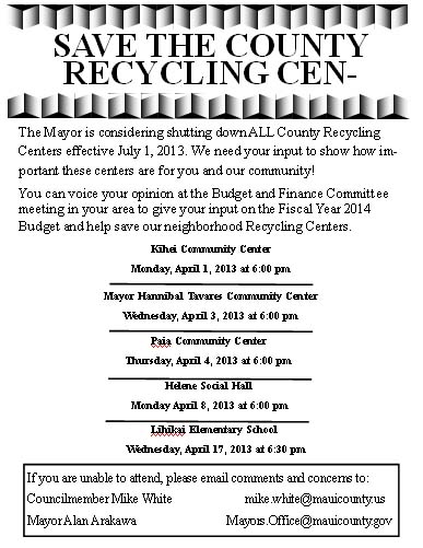 Flyer that had been circulated in community regarding recycling plans.  Courtesy image.