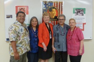 Left to right: Leonardo Sequeira, Annette Dadez, Lyn McNeff, Rudy Esquer and Gladys C Baisa at Maui Economic Opportunity, Inc. 