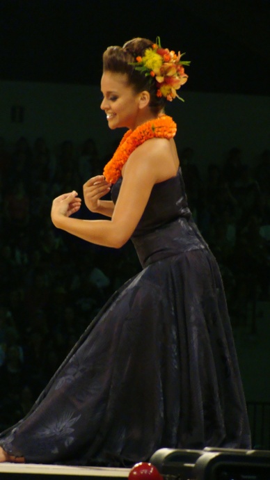 Earning the coveted title of Miss Aloha Hula 2013 was Manalani Mili Hokoana English of Hālau Nā Lei Kaumaka O Uka. Photo by Wendy Osher.