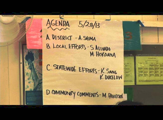 Agenda items from Tuesday's meeting. Photo by Wendy Osher.