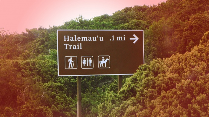 Halemauʻu Trail sign. Photo by Wendy Osher.