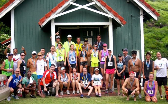 Winners and top finishers from Saturday's Kahakuloa Run pose for a picture following the race. Photo by Rudy Huber. 