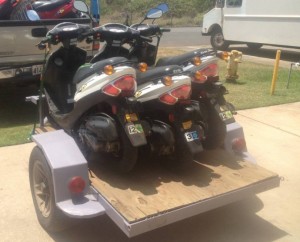 On Friday, July 5, 2013 at about 6 a.m., a utility/moped trailer was reportedly stolen from the rear parking lot of the Midway Center located at 111 Hāna Highway in Kahului. Photo courtesy Maui Police Department Facebook.