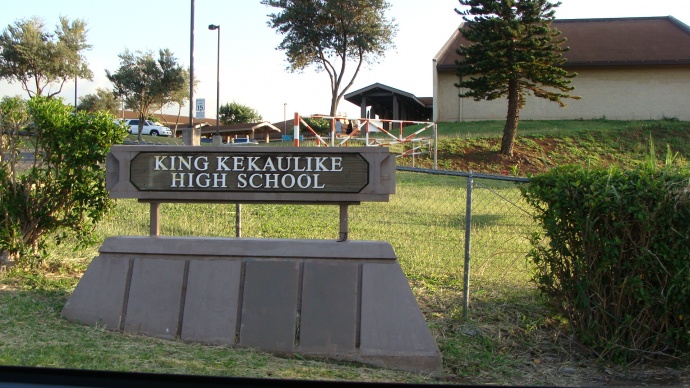 The north entrance of King Kekaulike High School is located along the Old Haleakalā Highway in Pukalani.  File photo by Wendy Osher.