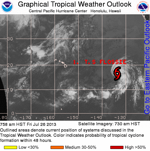 NOAA imagery and graphics of Flossie track, 7/26/13. Courtesy image.