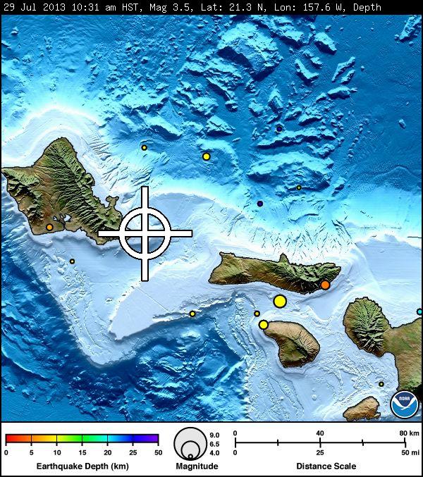 Oahu Earthquake, 7/29/2013. Image courtesy Pacific Tsunami Warning Center.