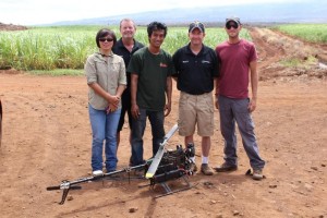 Unmanned Aerial Vehicle to be used to improve irrigation practices and crop yield at HC&S. Photo by Wendy Osher.