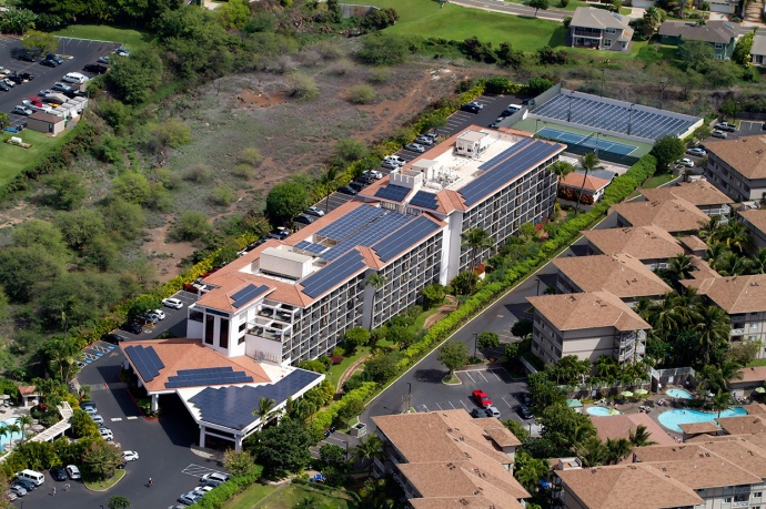 Solar installations at the Maui Coast Hotel, file photo courtesy Sarah Ruppenthal.