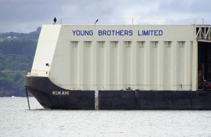 Young Brothers barge, file photo by Wendy Osher.