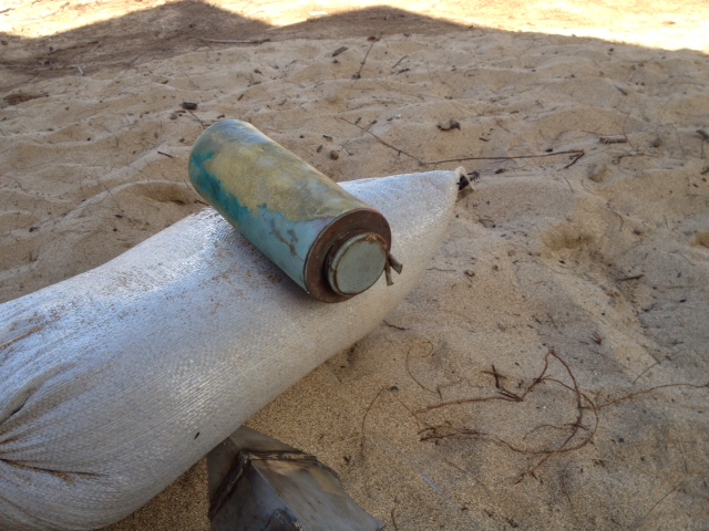 The ordnance was described as metal and approximately 8-inches long.  Photo courtesy: Division of Conservation and Resource Enforcement. 