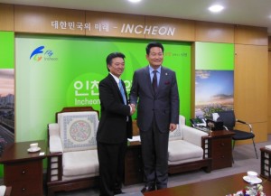Mayor of Incheon Song Young Gil and; Lt. Gov. Tsutsui. Courtesy photo.
