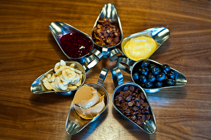 A kaleidoscope of pancake toppings seemingly awaits. Image courtesy Slappy Cakes