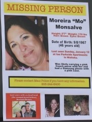 Search for Moreira Monsalve. Photo of flyer by Wendy Osher.