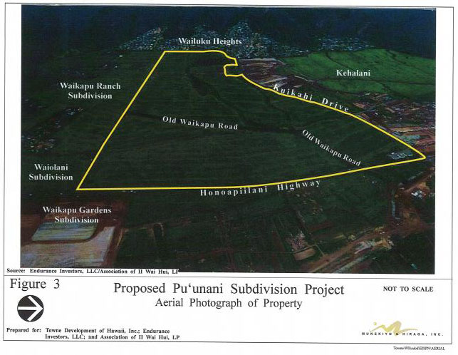 Map area of proposed Puʻunani Subdivision,. Image courtesy Munekiyo & Hiraga Inc.,, DOH, OEQC, Environmental Impact Statement Preparation Notice.
