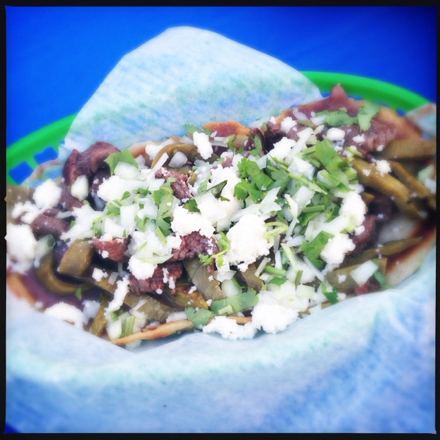 Huaraches con Carne and Nopales. Ole! Photo by Vanessa Wolf