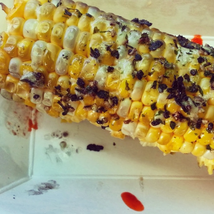 A second order of the Furikake Corn, which our dining companion tore into like a sabre tooth tiger before we could photograph it. Photo by Vanessa Wolf