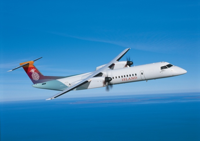 Q400 NextGen aircraft in Island Air’s livery. Courtesy photo Bombardier Commercial Aircraft.
