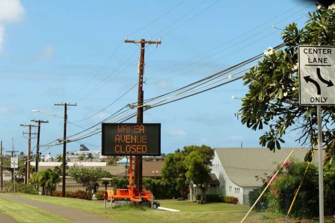 Wākea Avenue road closure, photo by Wendy Osher.