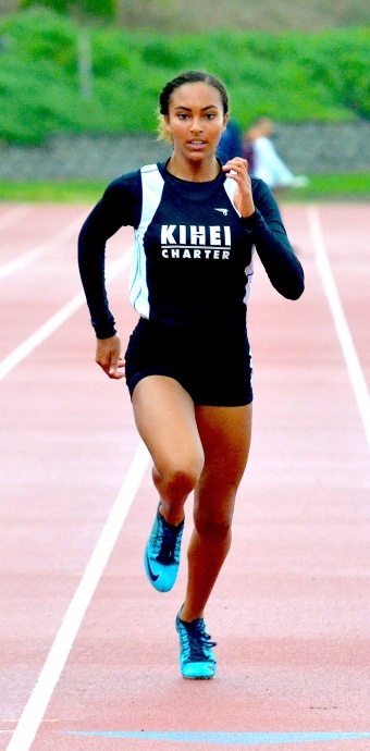 Kihei Charter's Maya Reynolds turned in the best time in the girls 400 Friday at  . File photo by Rodney S. Yap.