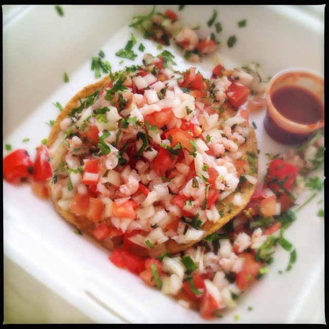 The Shrimp Ceviche Tostada is a beauty. Photo by Vanessa Wolf