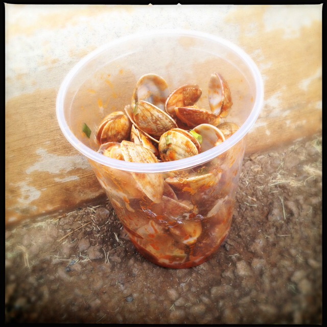 Sometimes a person eats Kimchee Clams in the parking lot. Don't judge. Photo by Vanessa Wolf