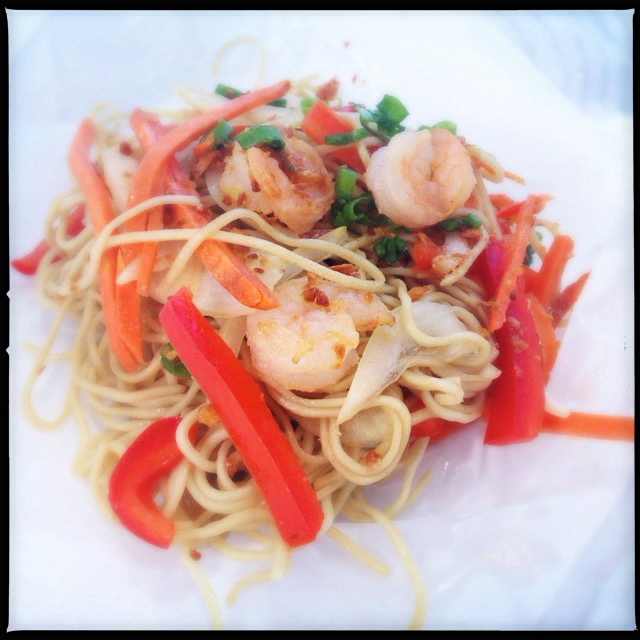 The Loaded Garlic Noodle with Shrimp. Photo by Vanessa Wolf
