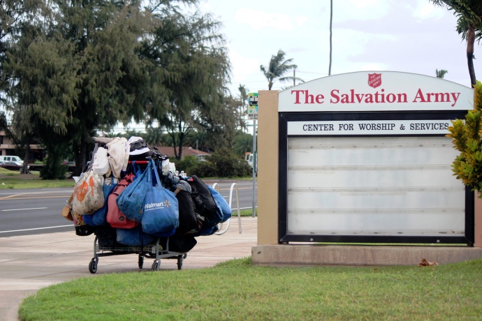 Homelessness in Hawaiʻi. Photo at The Salvation Army on Kamehameha Avenue in Kahului, April 8, 2014, by Wendy Osher.