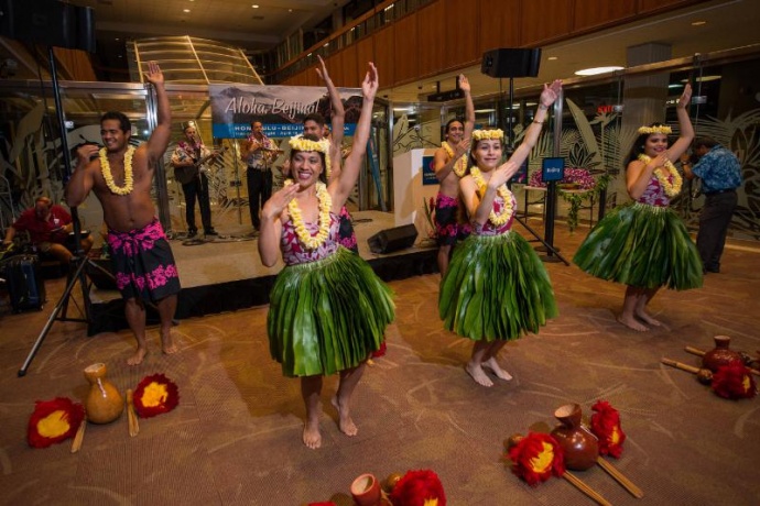 Hawaiian Airlines launched inaugural service between Honolulu and Beijing, the airlines first destination in mainland China. Courtesy photo: PRNewsFoto/Hawaiian Airlines.