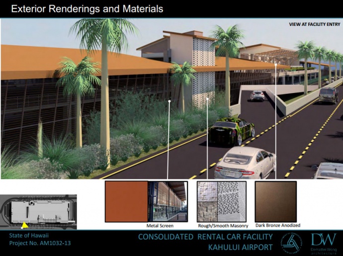 Kahului Airport Consolidated Rental Car Facility, rendering courtesy state Department of Transportation.