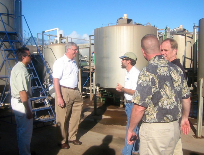 EPA Director Stephen Johnson (second from left) visits Pacific Biodiesel’s Maui plant in 2006 with regional directors. Courtesy photo.