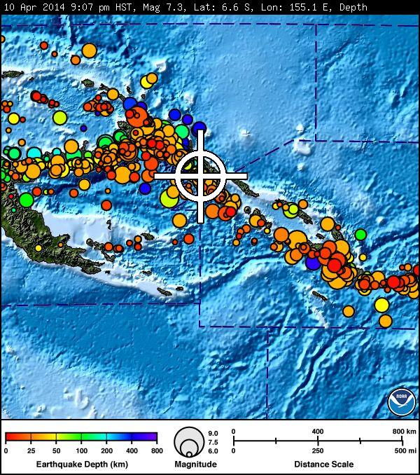 Image of Solomon Islands earthquake, April 10, 2014. Courtesy Pacific Tsunami Warning Center. 