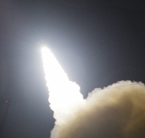 The Aegis Ashore Weapon System launched an SM-3 Block IB guided missile from the land-based Vertical Launch System during a Missile Defense Agency and U.S. Navy test from Kauai, Hawaii. DOD photo.