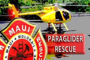 Paraglider rescue. Maui Now graphic.