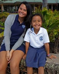 Big Sister Kai’a with Little Sister Ayanna was awarded the Maui School-Based Big Brother and Big Sister of the Year.