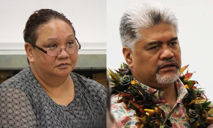 OHA Chair Collette Machado (left) and Dr. Kamana‘opono Crabbe (right). Photos by Wendy Osher.