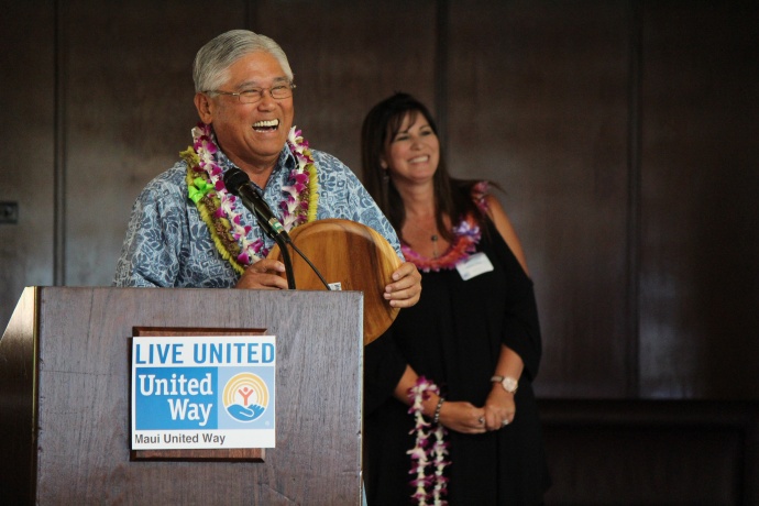 Keith Goto accepts the Corporate Contributor of the Year Award on behalf of A&B. Photo by Wendy Osher.