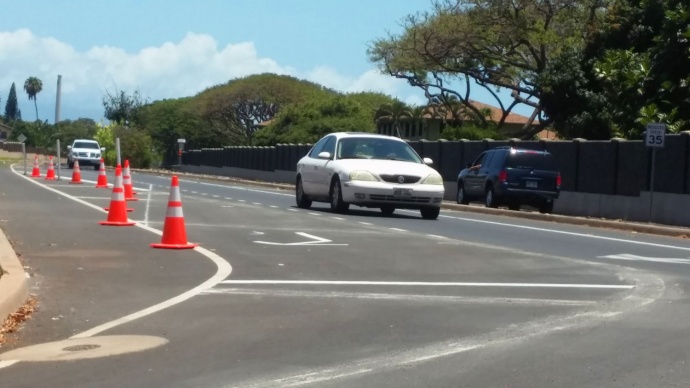 Honoapiʻilani Highway at ʻAholo Road. 