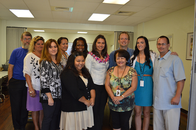 Rep. Tulsi Gabbard visited with staff members at Maui Family Support Services, which serves parents and children who are struggling with poverty, drug addiction, and other challenges. File photo November 28, 2013, courtesy Rep. Gabbard.