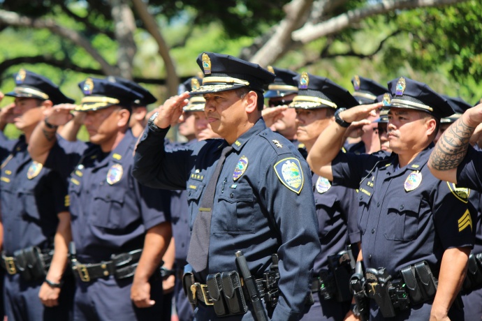 Unveiling and Retiring of Flag Ceremony for Maui Police Chief Gary Yabuta, Wednesday, July 30, 2014. Photos by Wendy Osher.