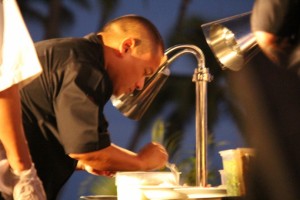 Maui's own Chef Isaac Bancaco at the Kāʻanapali Kitchen Stadium.  Photo by Wendy Osher.