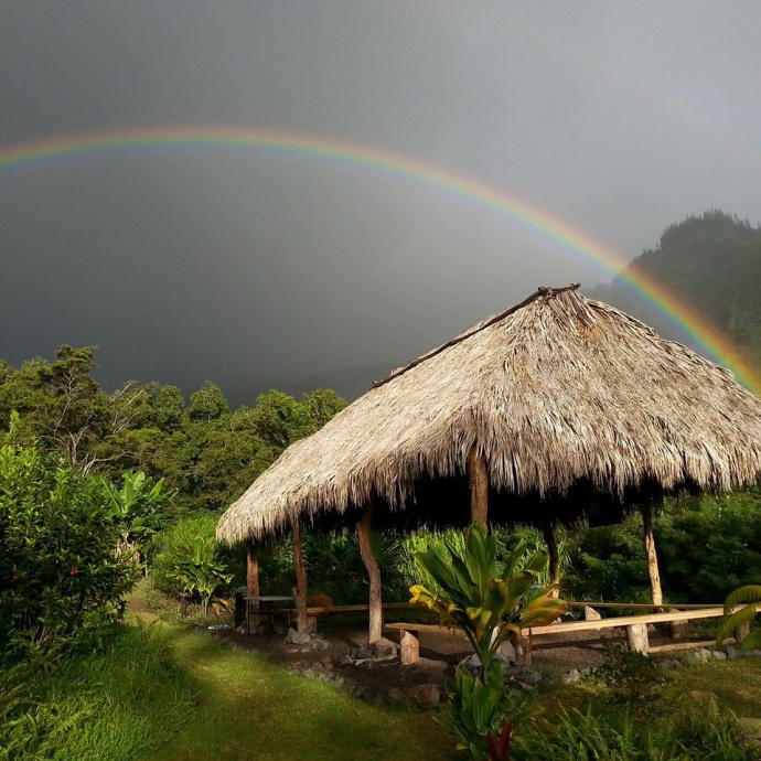 Rainbow over Waiheʻe Hawaiian Village, a precursor to Ana's approach, photo by Talia Kalei Hewahewa.