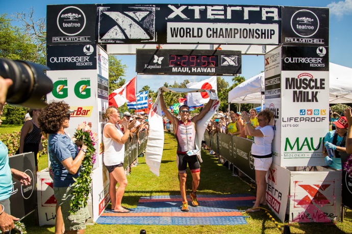 Ruben Ruzafa of Spain took the men’s title after completing the course in 2 hours, 29 minutes and 56 seconds. XTERRA photo courtesy Jesse Peters.