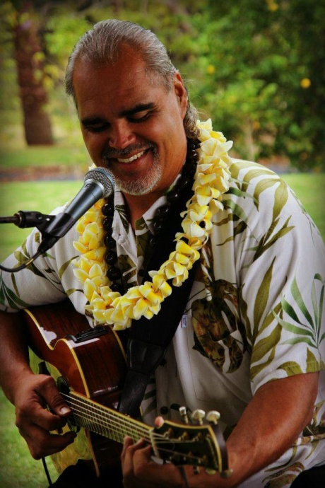 Ernest Puaʻa is one of the many island entertainers at the Hula Grill. He is currently scheduled to perform on at 11 a.m. on Wednesdays.  Other island entertainers include Kawika Lum Ho, Kapali Keahi, Kealii Lum, Jarrett Roback, Wili Pohaku, Peter De Aquino, Derick Sebastian, Damon Parrillo, Ma’a, Danyel Alana, and more. Photo courtesy BellaEva Photography via Ernest & Lisa Puaʻa. ***Hula Grill Kāʻanapali Barefoot Bar entertainment lineup.