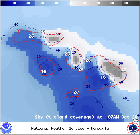 Chance of cloud cover in Maui County at 7am on Tuesday October 28, 2014 / Image: NOAA / NWS